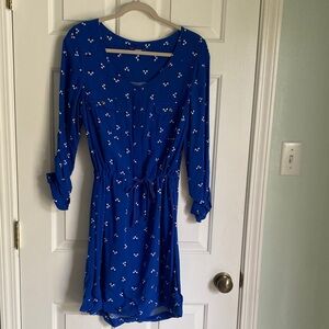 Simply Styled Royal Blue 3/4 Long Sleeve cotton Dress